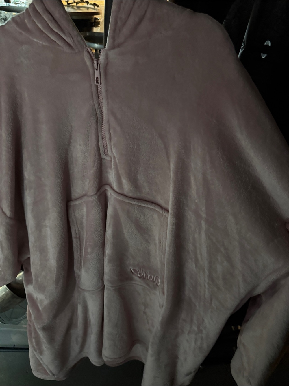 Cozy Plush Half-Zip Hoodie Sweater - Dusty Mauve